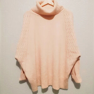 💚5/$25 DownEast Pink Oversized Cowel Neck Batwing Knit Cozy Sweater Medium